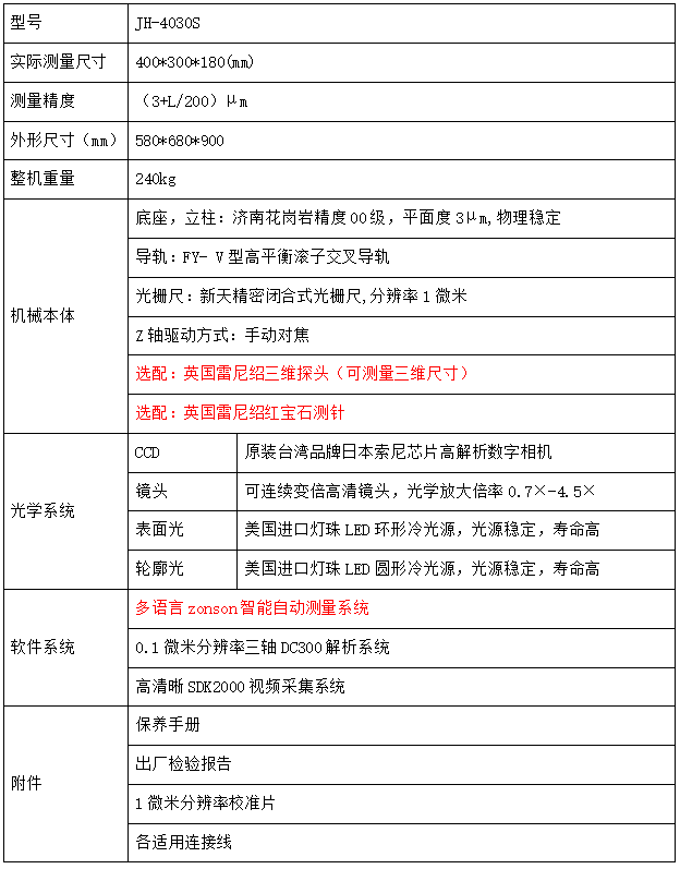 JH-4030系列影像測(cè)量儀